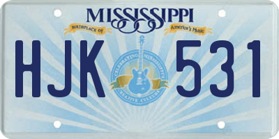 MS license plate HJK531