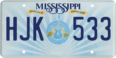 MS license plate HJK533