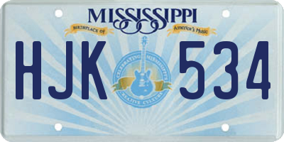 MS license plate HJK534