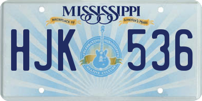 MS license plate HJK536