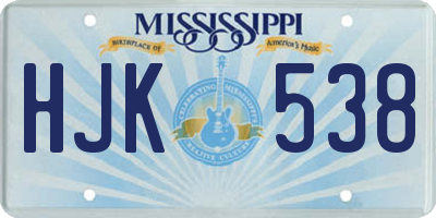 MS license plate HJK538