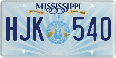 MS license plate HJK540
