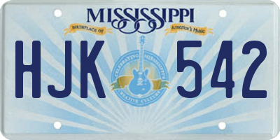 MS license plate HJK542