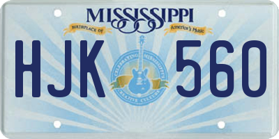 MS license plate HJK560
