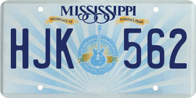 MS license plate HJK562