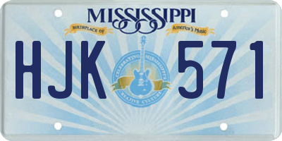 MS license plate HJK571
