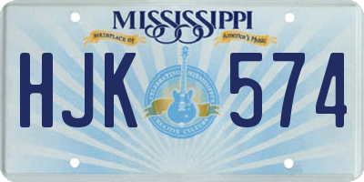 MS license plate HJK574