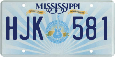 MS license plate HJK581