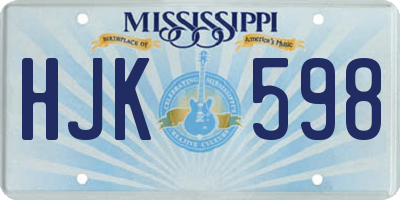 MS license plate HJK598