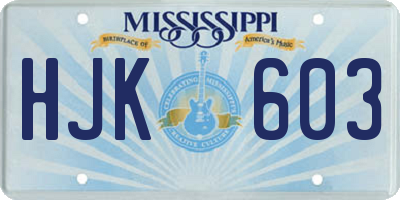 MS license plate HJK603