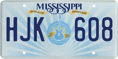 MS license plate HJK608