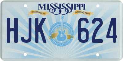 MS license plate HJK624