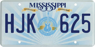 MS license plate HJK625