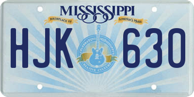 MS license plate HJK630