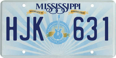 MS license plate HJK631