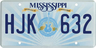 MS license plate HJK632