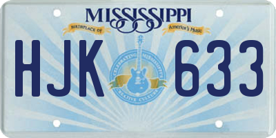 MS license plate HJK633