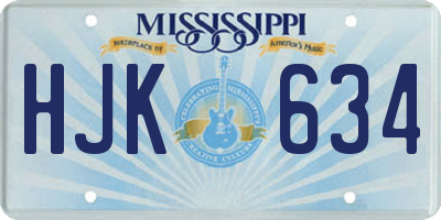 MS license plate HJK634