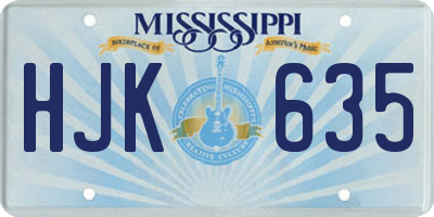 MS license plate HJK635