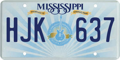 MS license plate HJK637
