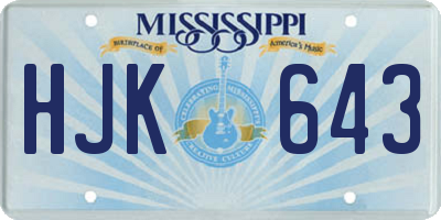 MS license plate HJK643