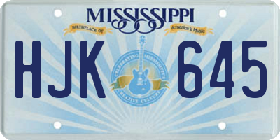 MS license plate HJK645