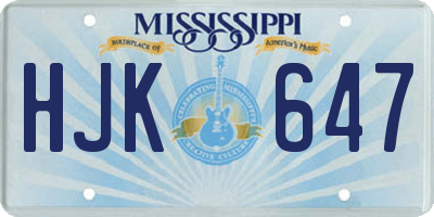 MS license plate HJK647