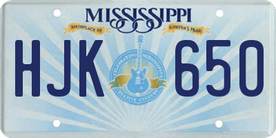 MS license plate HJK650