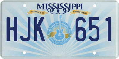 MS license plate HJK651