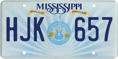 MS license plate HJK657