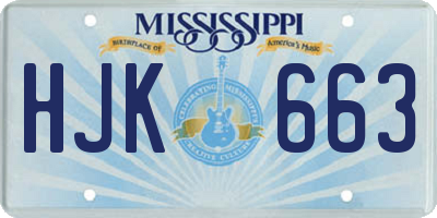 MS license plate HJK663