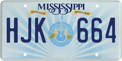 MS license plate HJK664