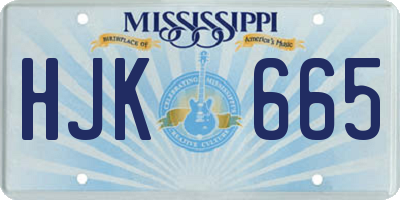 MS license plate HJK665