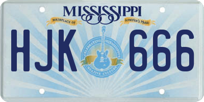 MS license plate HJK666