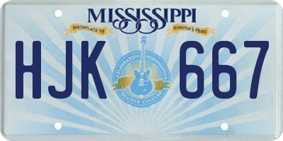 MS license plate HJK667