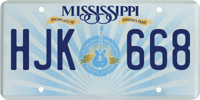 MS license plate HJK668