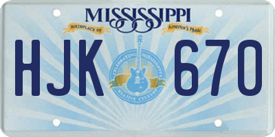 MS license plate HJK670