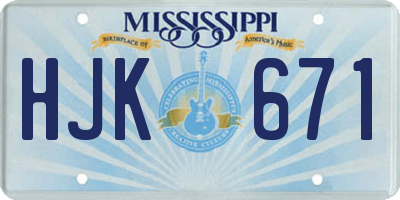 MS license plate HJK671