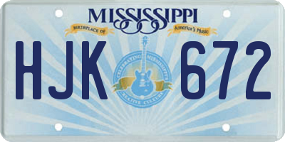 MS license plate HJK672