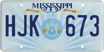 MS license plate HJK673