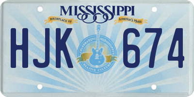 MS license plate HJK674