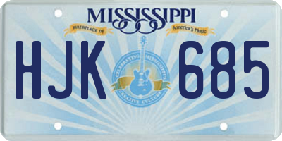 MS license plate HJK685