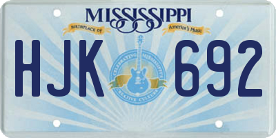 MS license plate HJK692