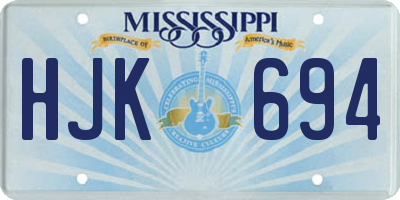 MS license plate HJK694