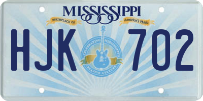 MS license plate HJK702