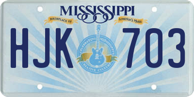 MS license plate HJK703