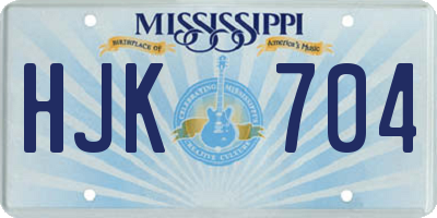 MS license plate HJK704