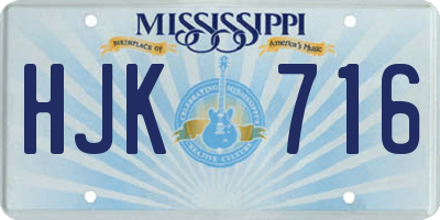 MS license plate HJK716