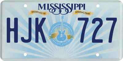 MS license plate HJK727