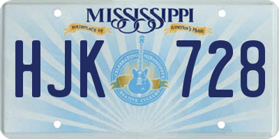 MS license plate HJK728